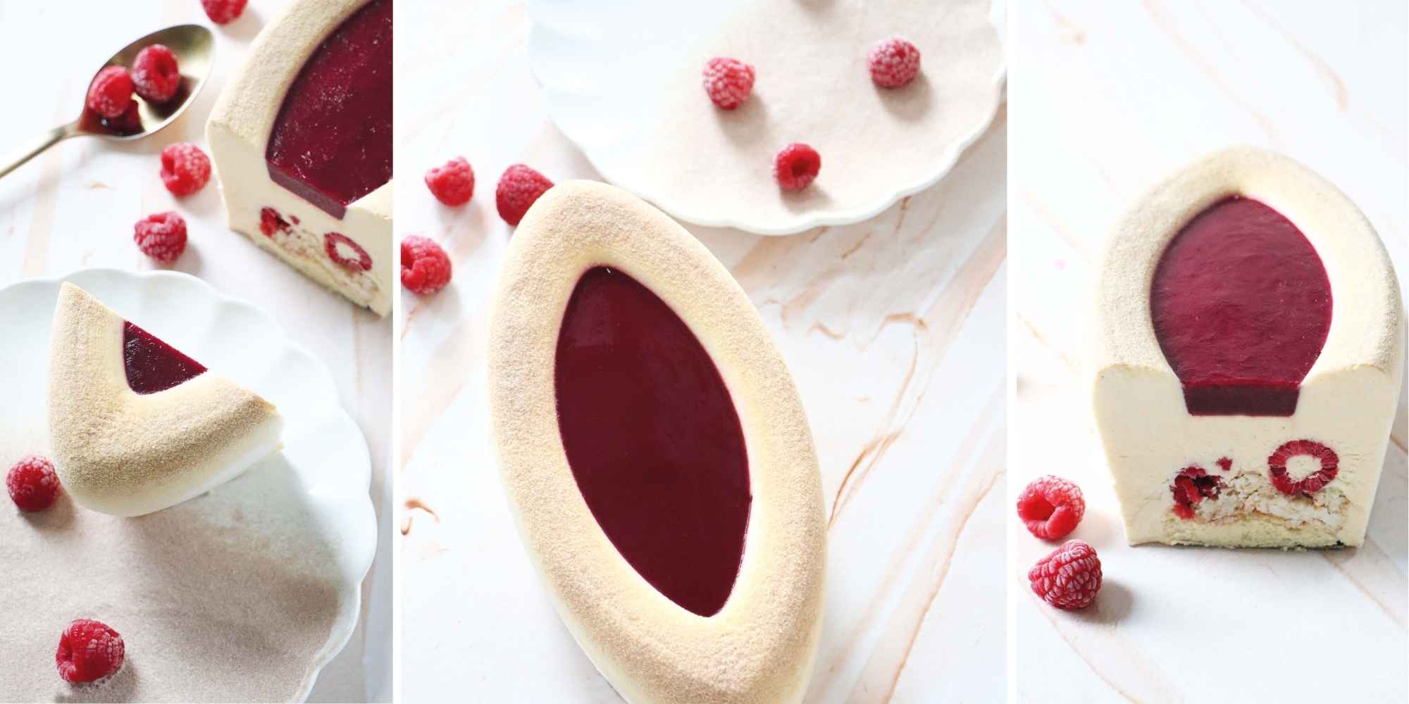 Recette entremets calisson XXL framboise coco